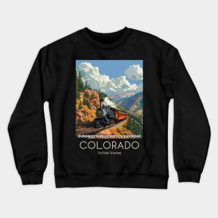 A Vintage Travel Illustration of the Durango and Silverton Narrow Gauge Railroad - Colorado - US Crewneck Sweatshirt